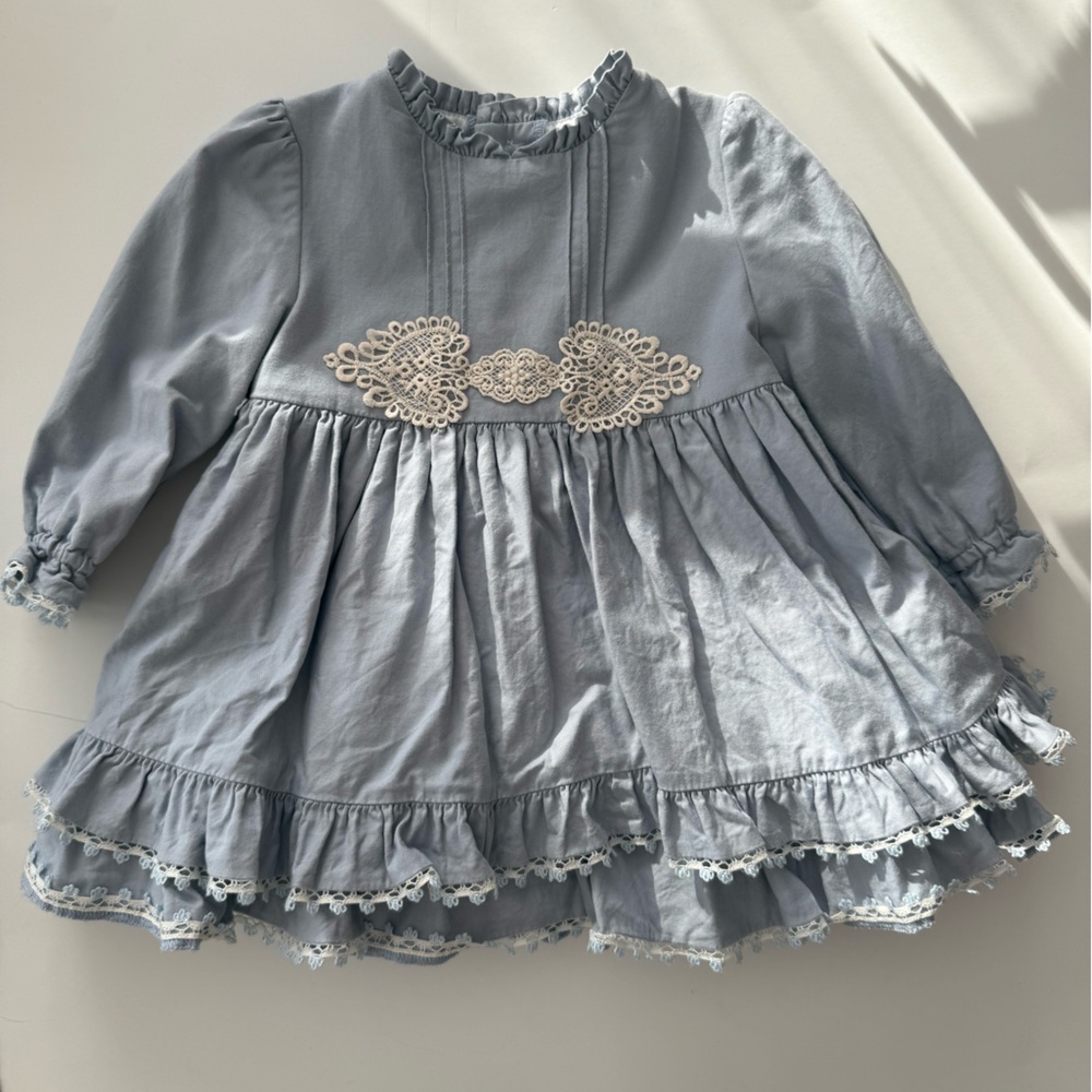 Miranda 18M Blue Ruffled Dress with Lace Detail - Picture 2 of 5